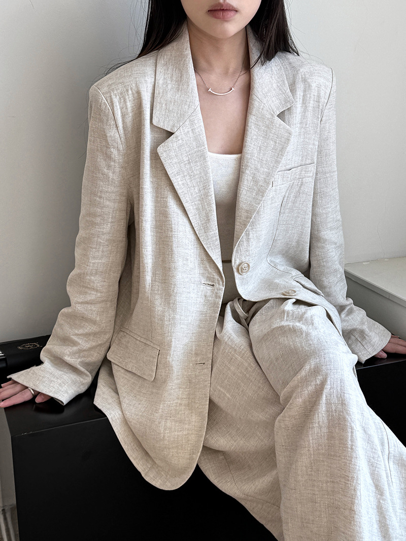 Linen Pant Wide - Set Jaket Blazer Bahan Linen Kelas