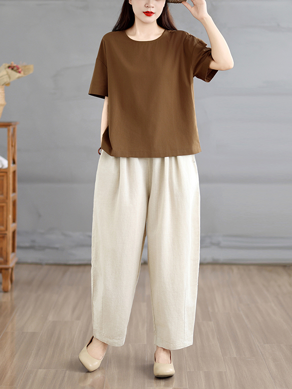 Linen Pant Wide - Setelan Dua Potong Celana Lebar Longgar