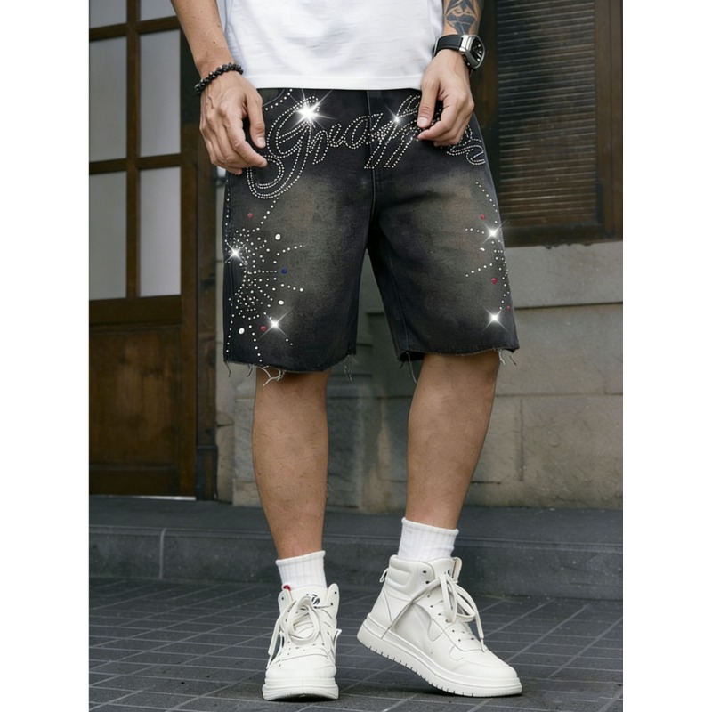 Celana Pendek Denim Pria Gaya  - Shorts Denim Frayed ulasan dan harga