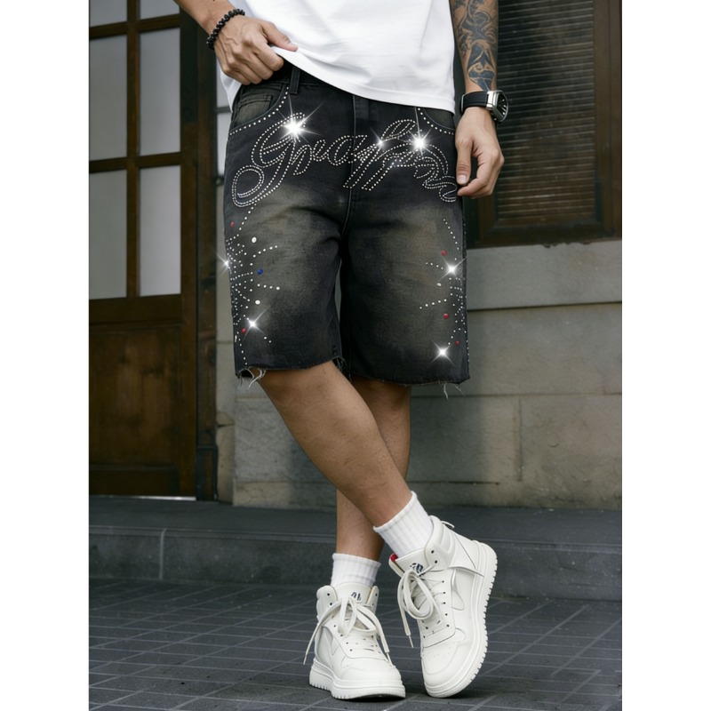 Celana Pendek Denim Pria Gaya  - Shorts Denim Frayed ulasan dan harga