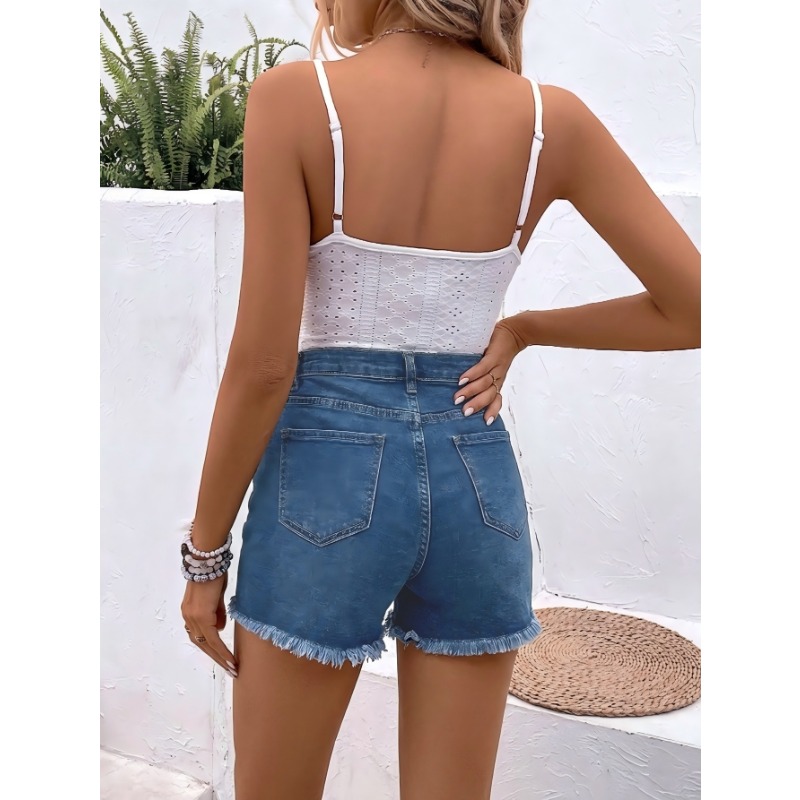 Celana Pendek Denim Wanita Pin - Shorts Denim Frayed ulasan dan harga