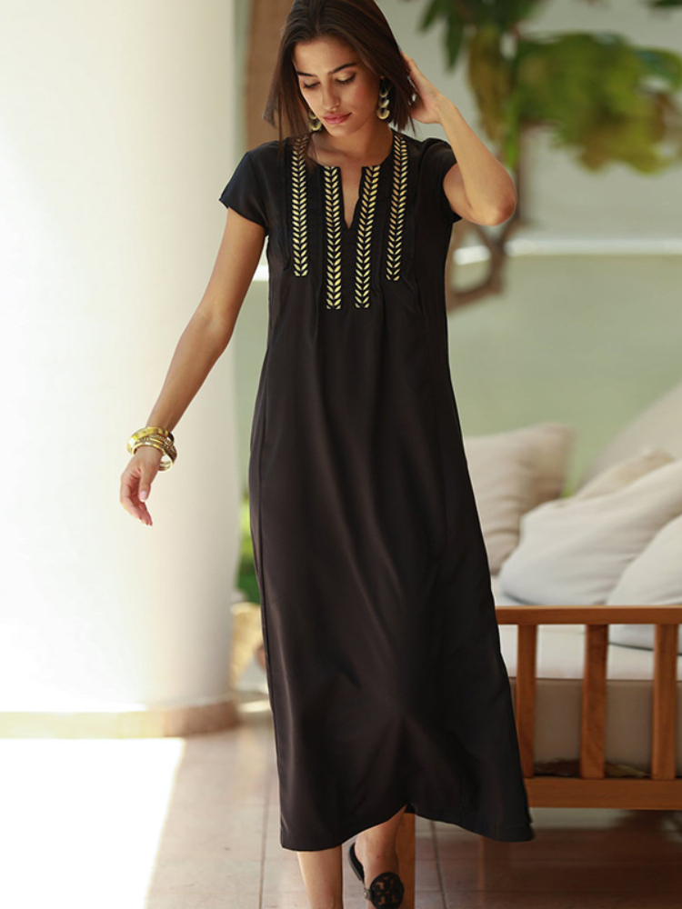 Gaun Pantai Hitam Kaftans untu - Cover Up Kaftan ulasan dan harga