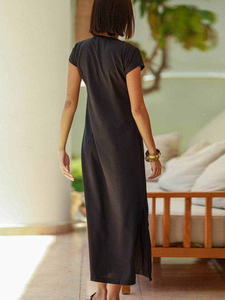 Gaun Pantai Hitam Kaftans untu - Cover Up Kaftan ulasan dan harga